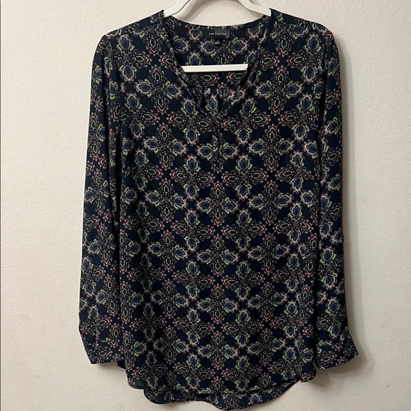 The Limited Tops - The Limited Graphic Black and Gray 3/4 Sleeve Blouse